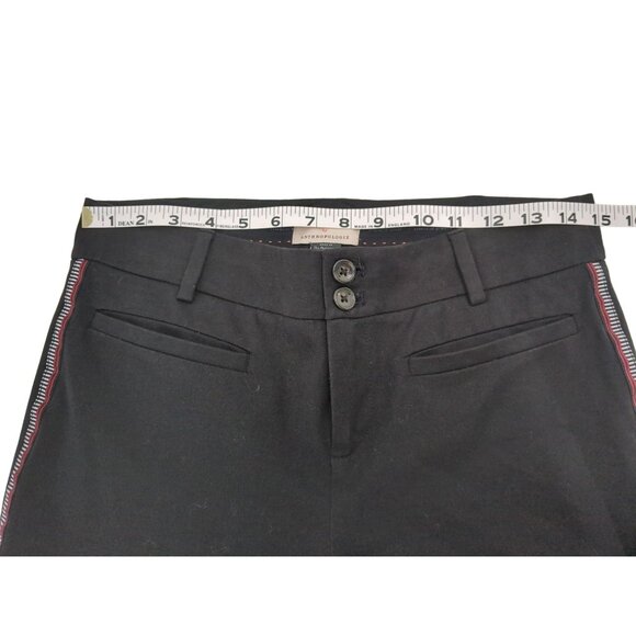 Anthropologie The Essential Slim Trouser Pants Womens 4 Black Side Stripe Retro - Picture 6 of 9